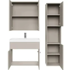 Badplaats Badkamermeubel Montreal 60cm complete set met spiegelkast - beige
