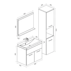 Badplaats Badkamermeubel Montreal 60cm complete set - hoogglans wit