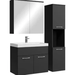 Badplaats Badkamermeubel Montreal 60cm complete set met spiegelkast - mat zwart