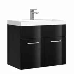Badplaats Badkamermeubel Montreal 01 60cm met wastafel - hoogglans zwart