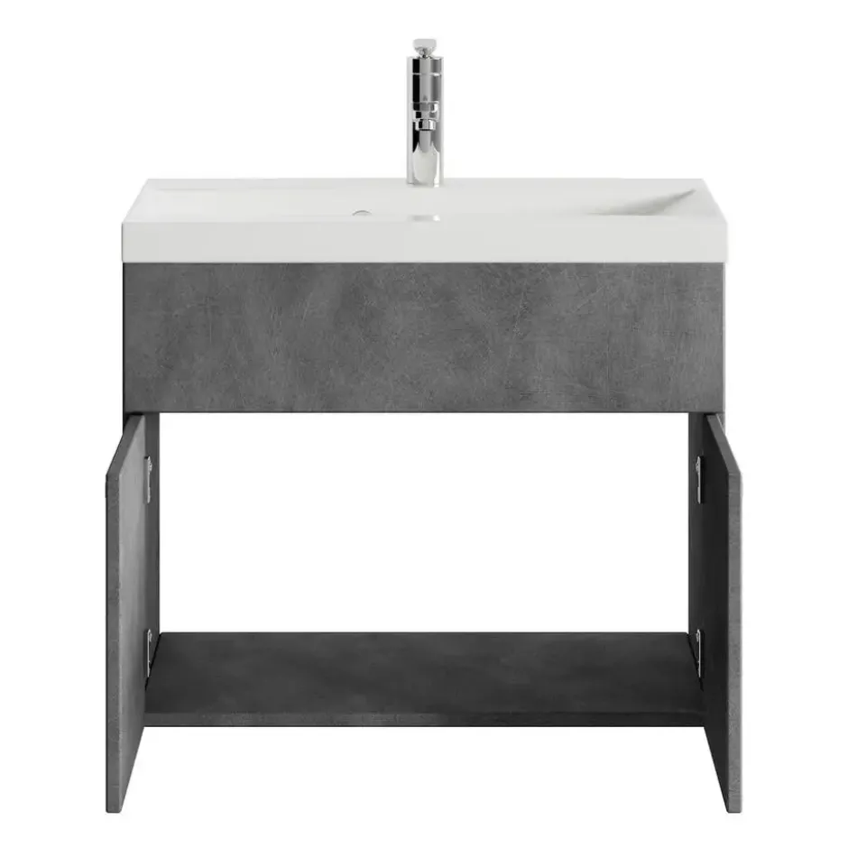 Badplaats Badkamermeubel Montreal 01 60cm met wastafel - donker grijs