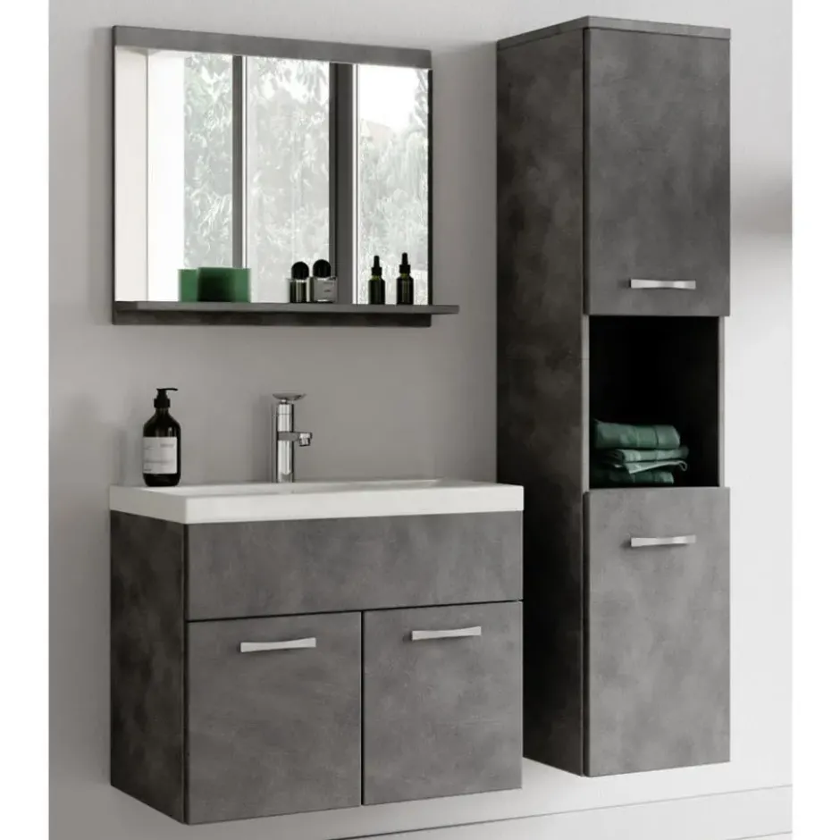 Badplaats Badkamermeubel Montreal 01 60cm met wastafel - donker grijs