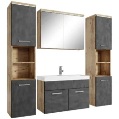 Badplaats Badkamermeubel Set Paso XL 80 x 40 cm - Kastanje Eiken met Donker