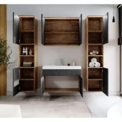 Badplaats Badkamermeubel Set Paso XL 80 x 40 cm - Kastanje Eiken met Donker