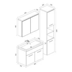 Badplaats Badkamermeubel Set Paso XL 80 x 40 cm - Kastanje Eiken met Donker
