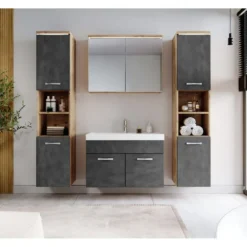 Badplaats Badkamermeubel Set Paso XL 80 x 40 cm - Kastanje Eiken met Donker
