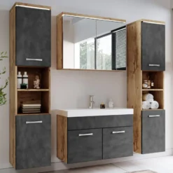 Badplaats Badkamermeubel Set Paso XL 80 x 40 cm - Kastanje Eiken met Donker