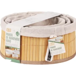 Bambou & Co opbergmanden - 3x - met stof - bruin - organizer