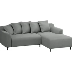 Bank Elsa met chaise longue rechts - stof Eden - grijs