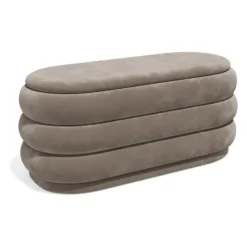 Bankje ECAMBI - 112 cmx47 cmx49 cm - Taupe Stof Fluweel