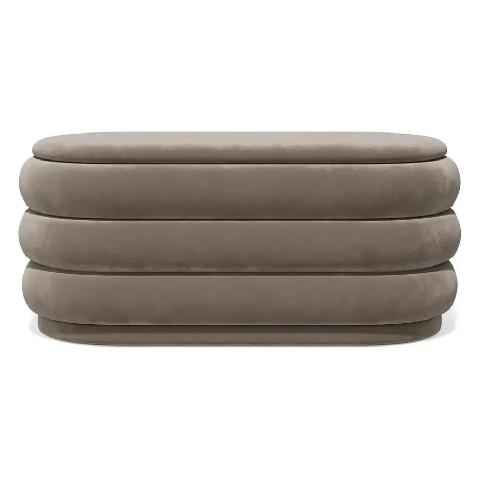 Bankje ECAMBI - 112 cmx47 cmx49 cm - Taupe Stof Fluweel