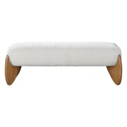 Bankje GAMURA - 127 cmx48 cmx45 cm - Natuurlijk licht Wit Stof