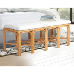 Bankje LUMANIO - 120 cmx42 cmx46 cm - Natuurlijk licht Rotan