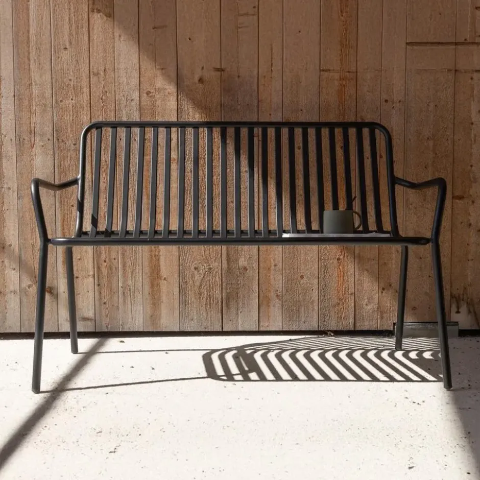 Bankje Zwart Metaal - 130x64x85cm - Peking