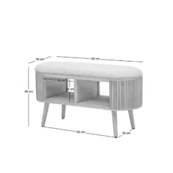 Bank met opbergruimte van rotan en beige fluweel