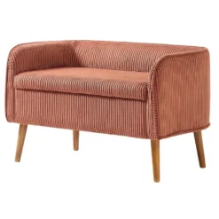 Bank van hout met terracotta fluweel
