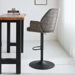 Barkruk Novan chenille donkergrijs - Zithoogte 68 cm - Stof - Grijs