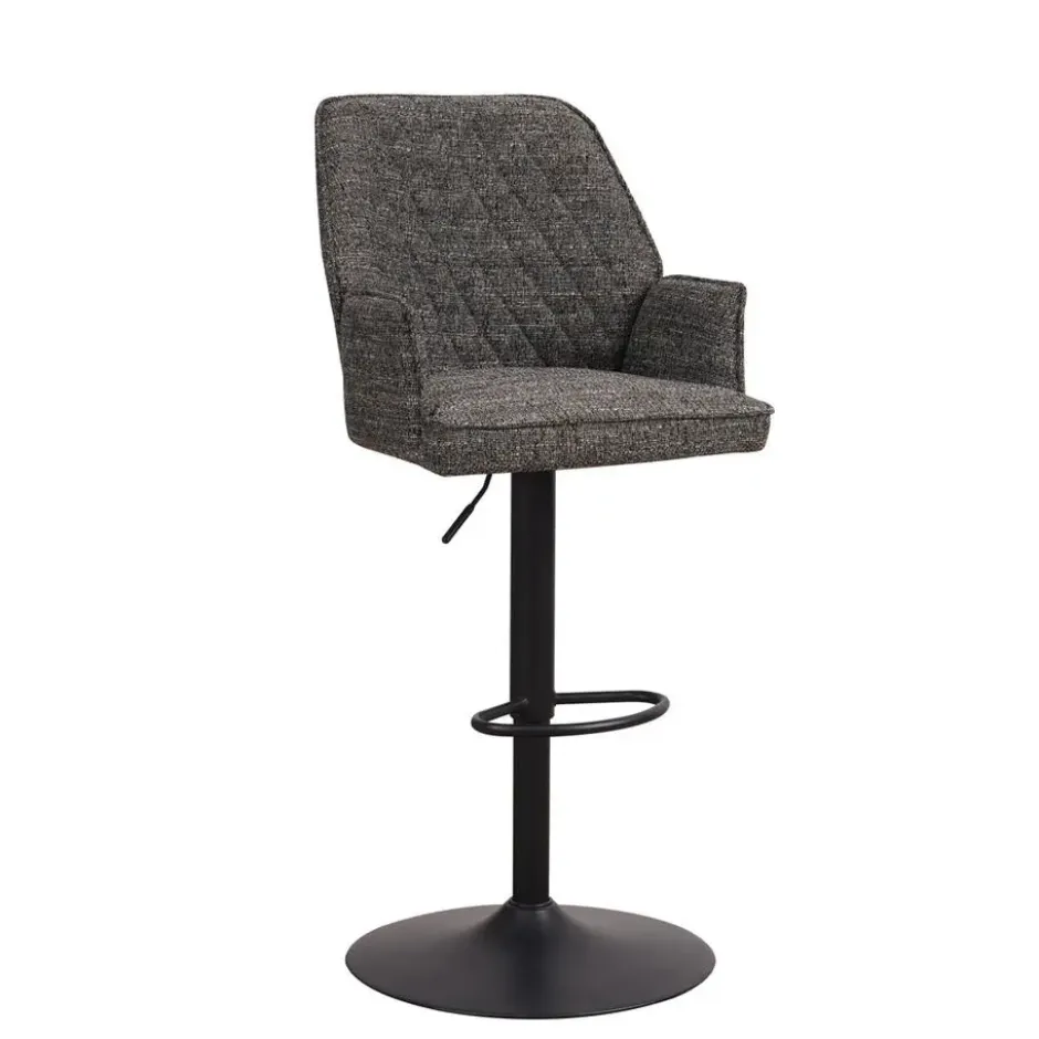Barkruk Novan chenille donkergrijs - Zithoogte 68 cm - Stof - Grijs