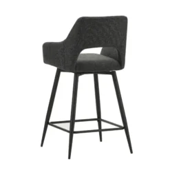 Barkruk Skye draaibaar met armleuning zwart - Zithoogte 66,50 cm - Stof - Zwart