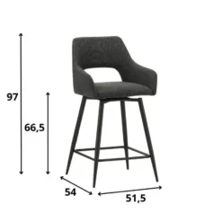 Barkruk Skye draaibaar met armleuning zwart - Zithoogte 66,50 cm - Stof - Zwart