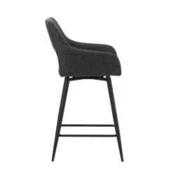 Barkruk Skye draaibaar met armleuning zwart - Zithoogte 66,50 cm - Stof - Zwart