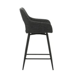 Barkruk Skye draaibaar met armleuning zwart - Zithoogte 66,50 cm - Stof - Zwart
