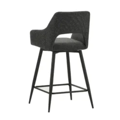 Barkruk Skye draaibaar met armleuning zwart - Zithoogte 66,50 cm - Stof - Zwart