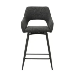 Barkruk Skye draaibaar met armleuning zwart - Zithoogte 66,50 cm - Stof - Zwart