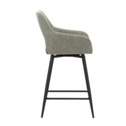 Barkruk Skye draaibaar met armleuning groen - Zithoogte 66,50 cm - Stof - Groen