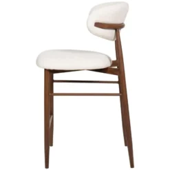 Barstoel - Beige Stof - Zithoogte 65cm - 55x52x94cm - Alexia - Set van 2