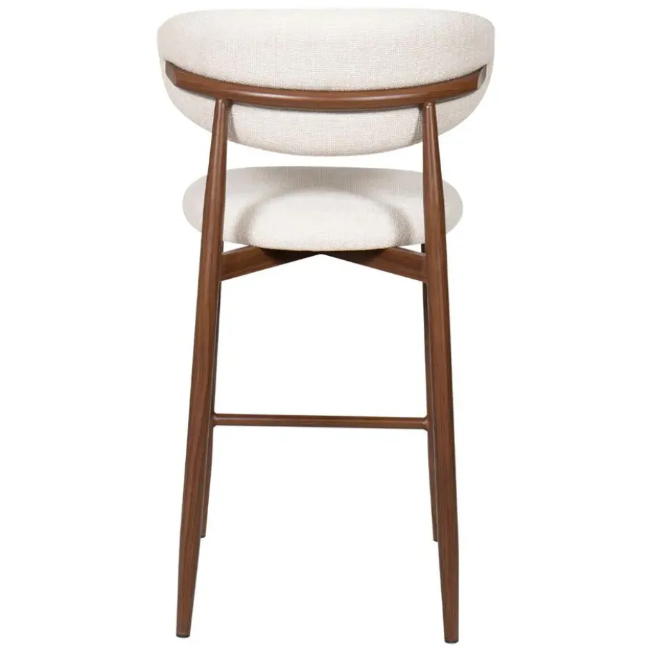 Barstoel - Beige Stof - Zithoogte 65cm - 55x52x94cm - Alexia - Set van 2