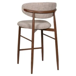 Barstoel - Taupe Stof - Zithoogte 65cm - 55x52x94cm - Alexia - Set van 2