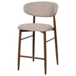 Barstoel - Taupe Stof - Zithoogte 65cm - 55x52x94cm - Alexia - Set van 2