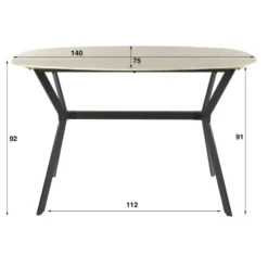 Bartafel Deens Ovaal Travertin - 140x75x90cm - Romano