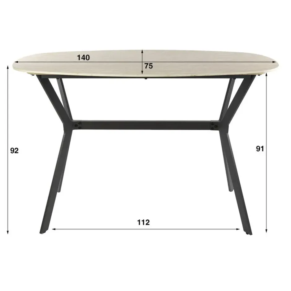 Bartafel Deens Ovaal Travertin - 140x75x90cm - Romano