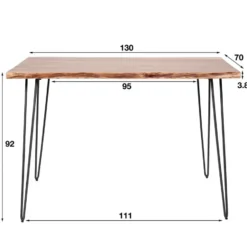 Bartafel Hout 130cm - Boomstamtafel - Metalen Frame