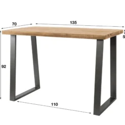 Bartafel Mangohout Licht - 135x70x92cm - Trapeziumpoten
