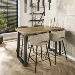 Bartafel Mangohout Licht - 135x70x92cm - Trapeziumpoten