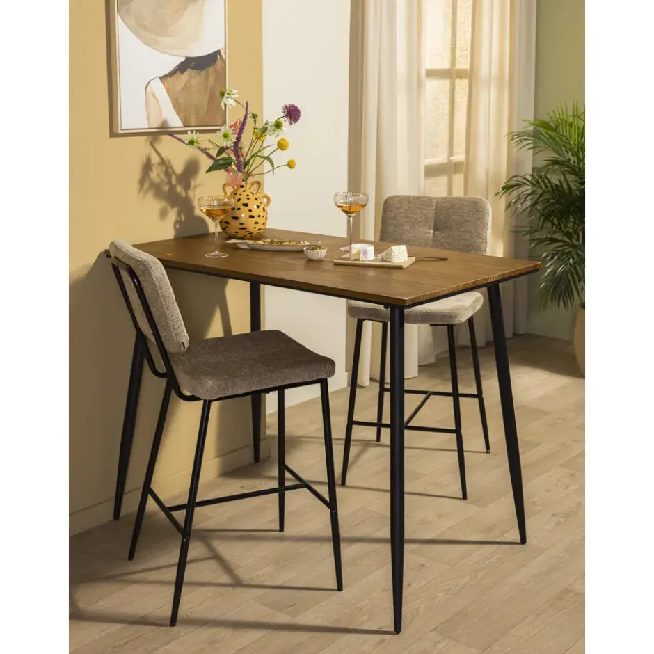 Bartafel Milo - zwart/naturel - 92x120x70 cm