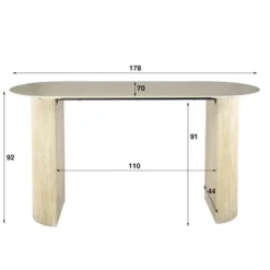 Bartafel Ovaal - Keramiek Travertin - 178x70x92cm - Romano