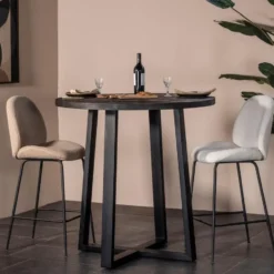Bartafel Rond 110cm - Zwart - Mangohout - Bartafel Lowie