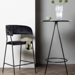 Bartafel Zwart Hout - 60x60x105cm - Bistro