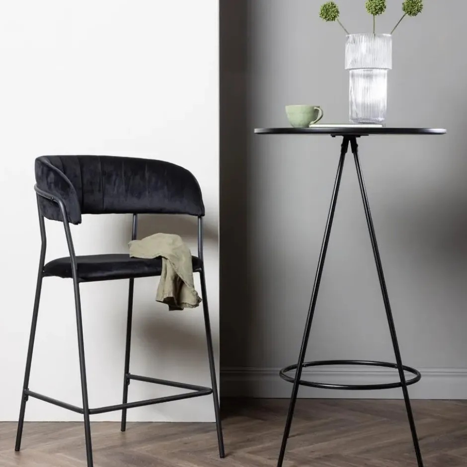 Bartafel Zwart Hout - 60x60x105cm - Bistro