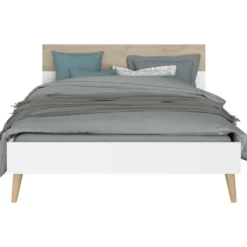 Bed Aalborg - wit/eiken - 140x200 cm