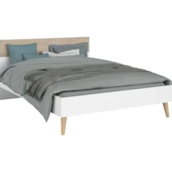 Bed Aalborg - wit/eiken - 140x200 cm