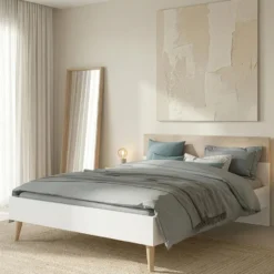 Bed Aalborg - wit/eiken - 160x200 cm