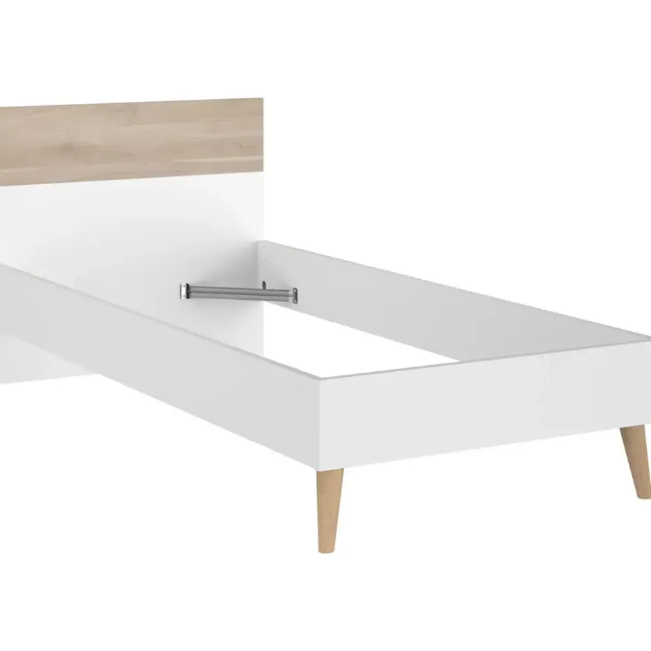 Bed Aalborg - wit/eiken - 90x200 cm