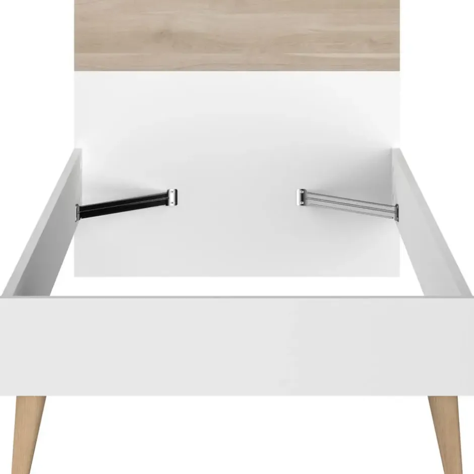 Bed Aalborg - wit/eiken - 90x200 cm