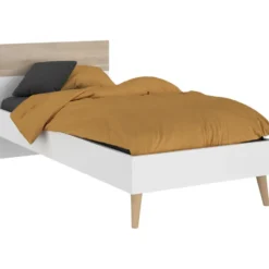 Bed Aalborg - wit/eiken - 90x200 cm