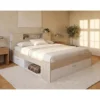 Bedframe LEANDRE - 2 plaatsen - Natuurlijk licht Wit Hout paneel